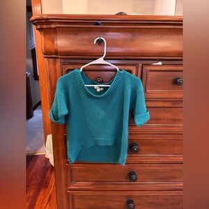Poof Excellence Teal Short-Sleeve Knit Sweater | Size M